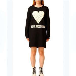 Love Moschino black heart sweatshirt dress size 4